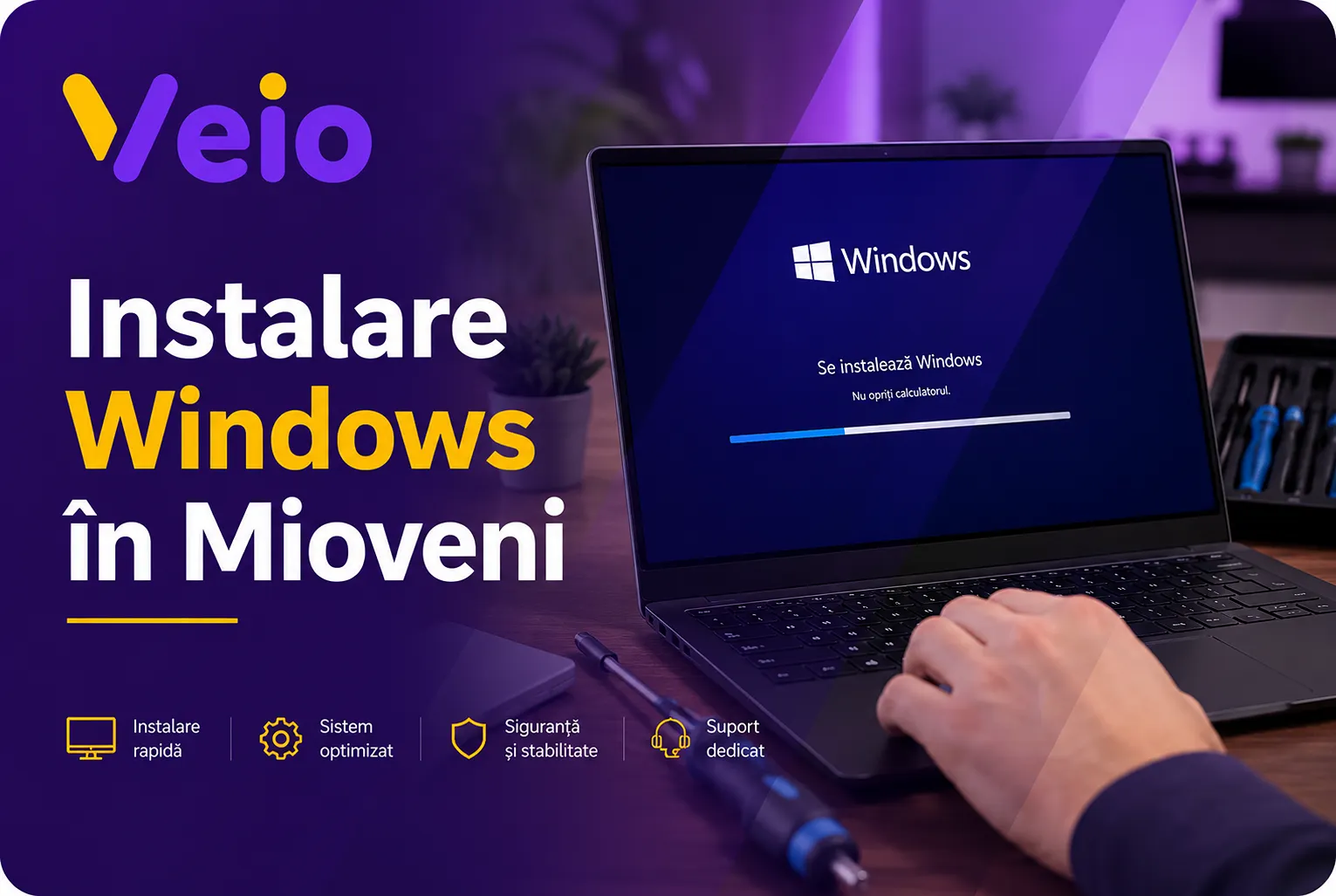 Instalare Windows pe un laptop, service calculatoare în Mioveni